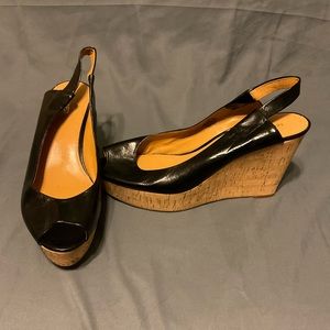 Nine West Basic Black Toe Slit Wedges/Size 12